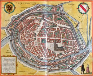 Plan de Strasbourg (Argentoratum), Franciaország (rézkarc alkotó: Franz Hogenberg