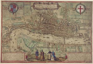 London terve a Civitates Orbis Terrarumból, vol. 1, 1572 (színes metszet papíron) alkotó: Franz Hogenberg