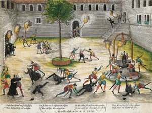 Reformátusok megtorlása a nimesi egyháziak ellen, 1567. október, Franz Hogenberg (1535-1590) metszet, vallásháborúk, Franciaország alkotó: Franz Hogenberg