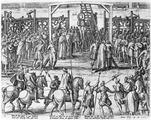 Az akasztás jelenetei Flandriában, 1570 alkotó: Franz Hogenberg