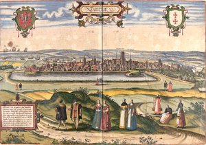 Dantzig (Gedanum) látképe (a mai Gdansk), Lengyelország (rézkarc alkotó: Franz Hogenberg