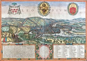 Kilátás Liege-re (Leodium), Belgium (rézkarc alkotó: Franz Hogenberg