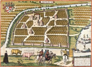 Kilátás Moszkvára (Moszkva), Oroszország (rézkarc alkotó: Franz Hogenberg