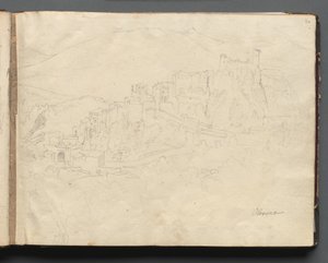 Album Róma és környéke látképeivel, tájképek, 02a. oldal: "Olevano" alkotó: Franz Johann Heinrich Nadorp