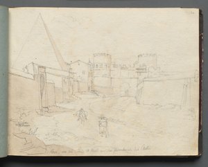 Album Róma és környéke kilátással, Tájtanulmányok, 06a oldal: Rome von der Porta.... alkotó: Franz Johann Heinrich Nadorp