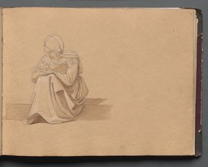 Album Róma és környéke kilátással, Tájtanulmányok, 19a. oldal: Ülő női alak alkotó: Franz Johann Heinrich Nadorp