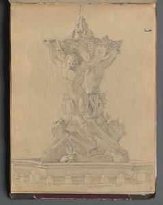 Album Róma és környéke kilátással, Tájtanulmányok, 21a. oldal: Római szökőkút alkotó: Franz Johann Heinrich Nadorp
