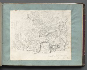 Album Róma és környéke kilátással, Tájtanulmányok, 24a. oldal: A Walkonsky-villában. alkotó: Franz Johann Heinrich Nadorp