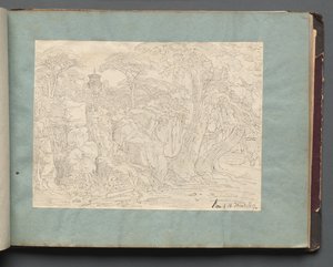 Album Róma és környéke kilátással, Tájtanulmányok, 36a. oldal: Római nézet alkotó: Franz Johann Heinrich Nadorp