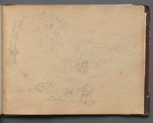 Album Róma és környéke kilátásaival, Tájtanulmányok, 44a. oldal: Alakok egy tájban. alkotó: Franz Johann Heinrich Nadorp