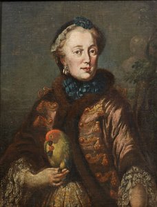 Német: Kurfürstin Maria Anna von Bayern mit Papagei Maria Anna Sophia szászországi hercegnő (1728-1797), bajor választófejedelemasszony portréja madárral. alkotó: Franz Joseph Winder