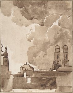 Kilátás Münchenre a Marienkirche jobb oldalán, 18. század vége – 19. század eleje.