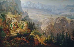 I. Maximilian császár (?) kősziklára vadászik alkotó: Franz Krammer