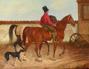 Lovát vezető lovas és kutya (Franz Krüger nyomán) alkotó: Franz Krüger