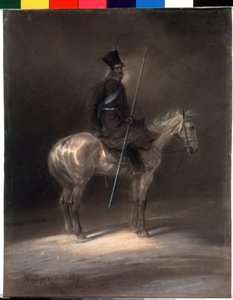 Kozák lóháton. Kozák lóháton. Franz Kruger rajza (1797-1857) alkotó: Franz Krüger