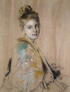 Lány legyezővel, 1880-as évek.