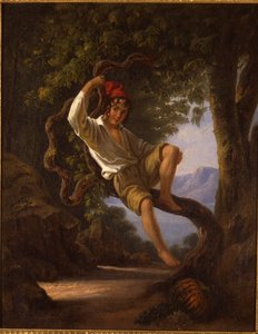 Egy fiatal fiú fára mászik, 1820-as évek