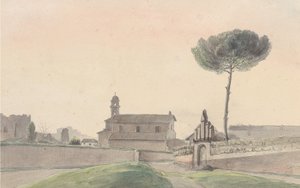 Kilátás a római San Pancrazio templomra délről, 1834.