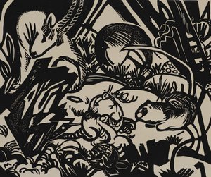 Állatlegenda (fametszet) alkotó: Franz Marc