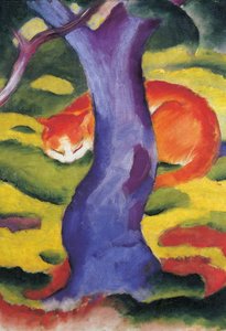 Macska fa mögött, 50x70 cm alkotó: Franz Marc