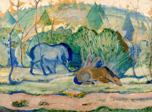 Lovak a legelőn Lovak a tájon alkotó: Franz Marc