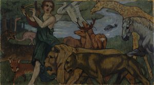Orpheusz az állatok között, gobelin-vázlat alkotó: Franz Marc