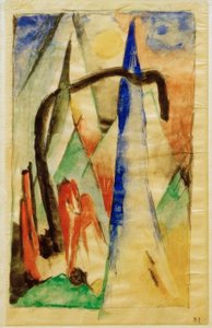 Ló hegyes formájú tájban alkotó: Franz Marc