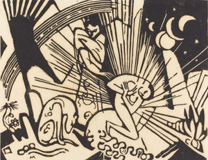 Megbékélés (Versoehnung), 1912 (fekete fametszet, japán papírra) alkotó: Franz Marc