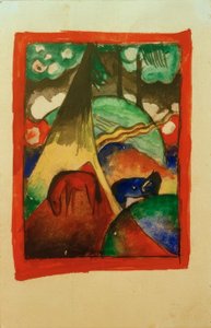 Piros és kék ló a tájban alkotó: Franz Marc