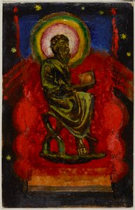 Sitzender Heiliger (Byzantinischer Heiliger), Postkarte aus Sindelsdorf an Wassily Kandinsky in München alkotó: Franz Marc