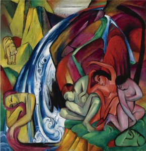 A vízesés Nők a vízesés alatt, 1912 alkotó: Franz Marc
