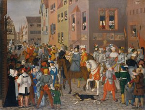 Habsburg Rudolf király bevonulása Bázelbe 1273-ban
