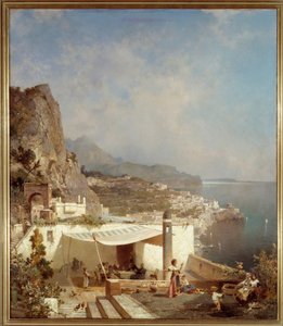 A Nápolyi-öböl. Franz Richard Unterberger (1838-1902) festménye Ec. Bel. alkotó: Franz Richard Unterberger