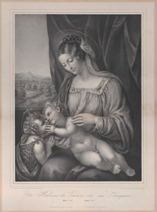 Szűzanya és gyermeke Keresztelő Szent János csecsemőjével, Krisztus gyermekével, aki a..., 1836.
