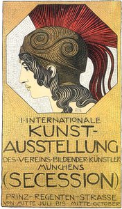 Plakat az első nemzetközi képzőművészeti kiállításra, a Secessionra, 1893-ban.