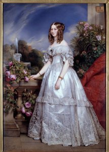 Nemours hercegnő portréja Szász-Coburg-Gotha győzelmének portréja (1822-1857), Nemours herceg felesége. M. P. Julien Laurent (1805-1860) festménye Franz Xavier Winterhalter nyomán. 1846. Párizs, Dekoratív Művészetek – Du egészalakos portréja