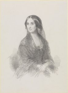 Spanyol viseletben ülő hölgy félalakos portréja alkotó: Franz Xaver Winterhalter