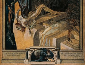 Ausztria, Bécs, Dante Alighieri Isteni színjátékának (Pokol, XXII. ének) illusztrációja, Franz von Bayros, részlet