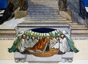 És új utódok szállnak alá a mennyből, Purgatórium, XXII. ének, Dante Alighieri Isteni színjátéka, Franz von Bayros (1866-1924) illusztrációja, Bécs