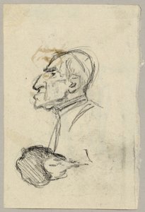 Egy bíboros portrétanulmánya, verso: öszvér hátulról nézve (?) alkotó: Franz von Lenbach