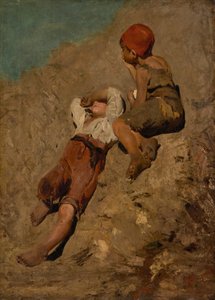 Két parasztfiú egy lejtőn alkotó: Franz von Lenbach