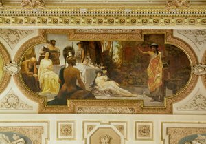 Bécsi Burgtheater, lépcsőház: Antik improvizátor alkotó: Franz von Matsch