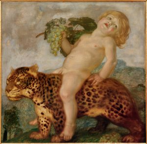 Bacchus fiú párducon alkotó: Franz von Stuck