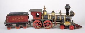 Vasúti motor és zsenge modell, 1877 (fa és fém)