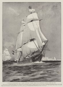 A régi tengeri élet érintése, a HMS Active és a HMS Volage, amely csak vitorla alatt indul ki Portsmouth kikötőjéből