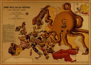 John Bull és barátai. Serio-comic Európa térkép alkotó: Fred W. Rose