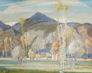 Tengeri Alpok, Alassio közelében (Tempera selyemre fektetve) alkotó: Freda Marston