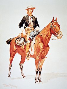 S.C. Robertson hadnagy, a Crow Scouts főnöke, egy 1890-es akvarellről (színes litó)