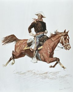 Amerikai lovassági tiszt az 1870-es évek kampányruhájában (színes litó)