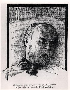 Vázlat Paul Verlaine-ről a halálos ágyán, a „La Plume”-ból